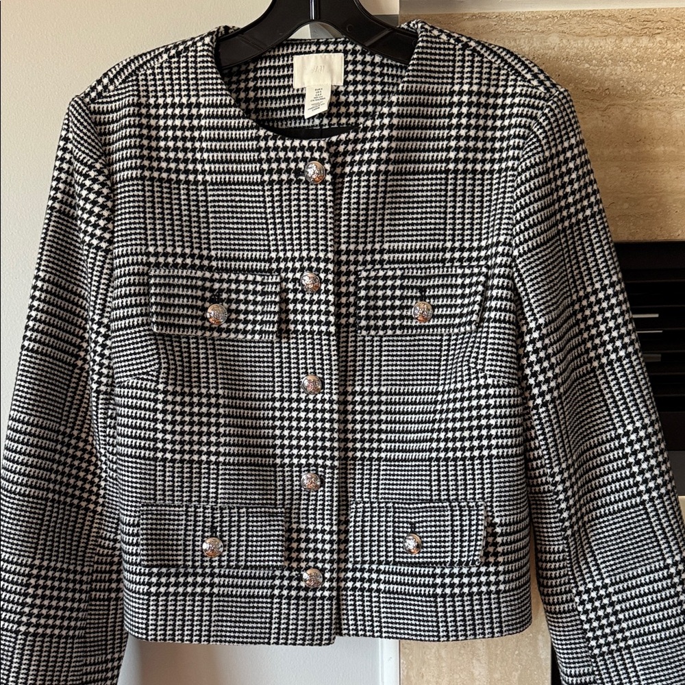 H&M Monochrome Houndstooth Blazer